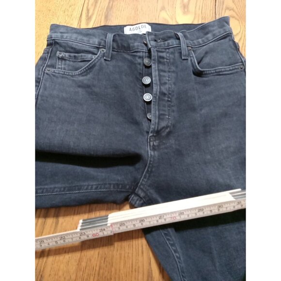 AGOLDE Jeans Womens 25 BLACK faded BUTTON FLY STRAIGHT LEGS ? Preowned Denim - Picture 6 of 12